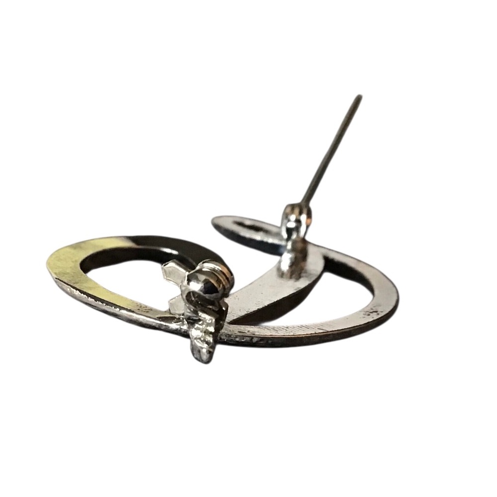 D Brooch Initial Monogram Cursive Silver Tone Met… - image 5